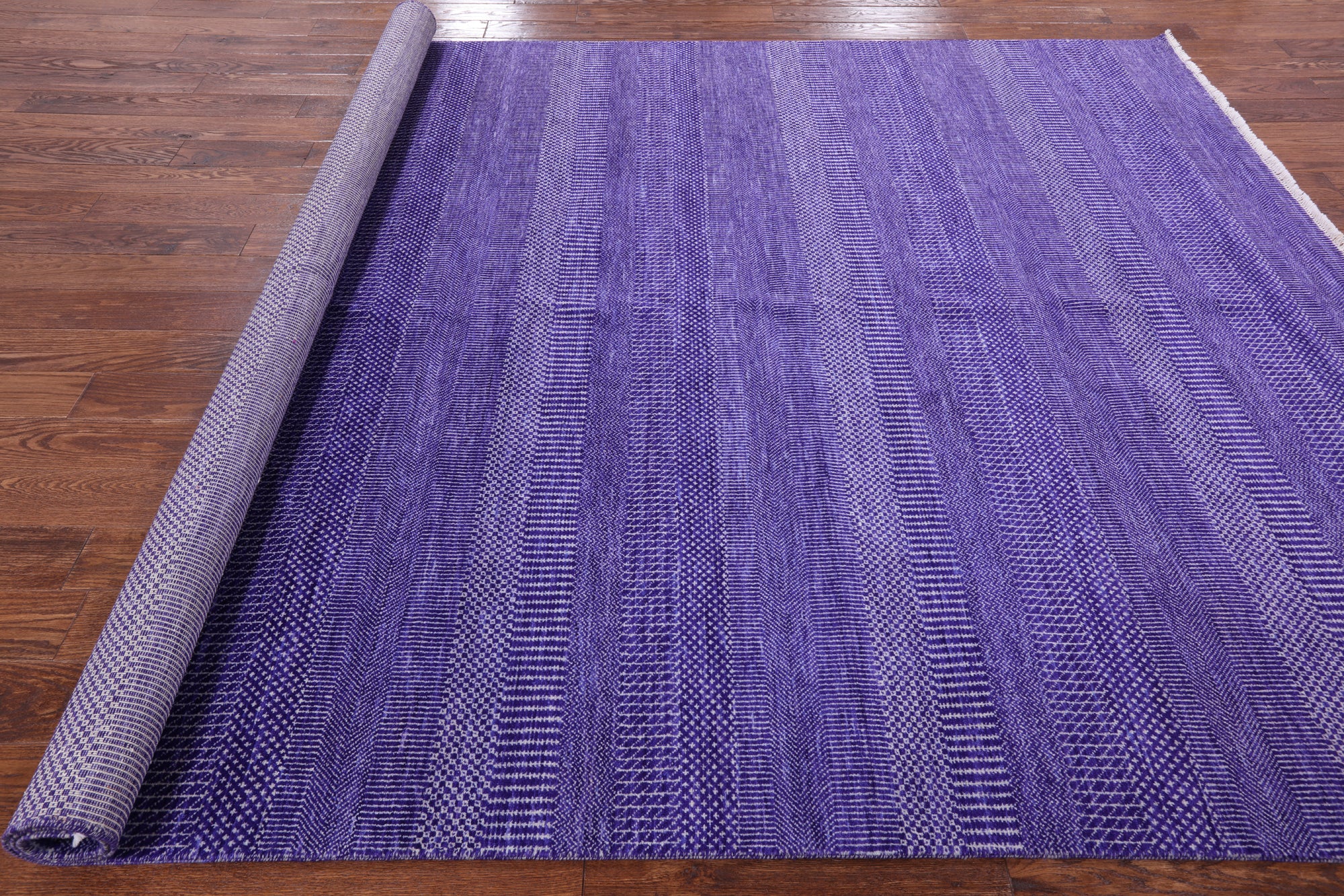 Purple Savannah Grass Hand Knotted Wool & Silk Rug - 8' 0" X 9' 11" - Golden Nile