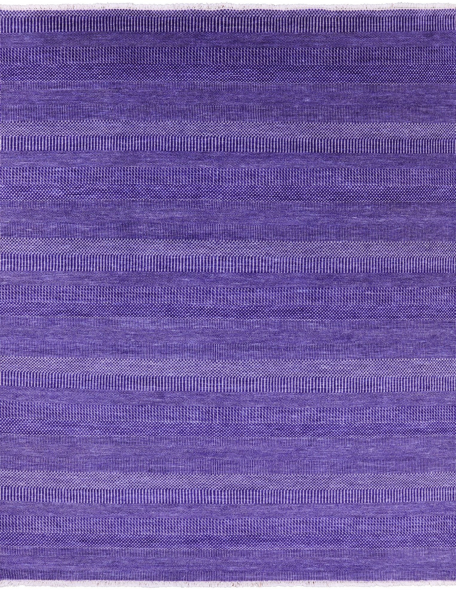 Purple Savannah Grass Hand Knotted Wool & Silk Rug - 8' 0" X 9' 11" - Golden Nile