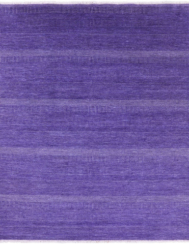 Purple Savannah Grass Hand Knotted Wool & Silk Rug - 8' 0