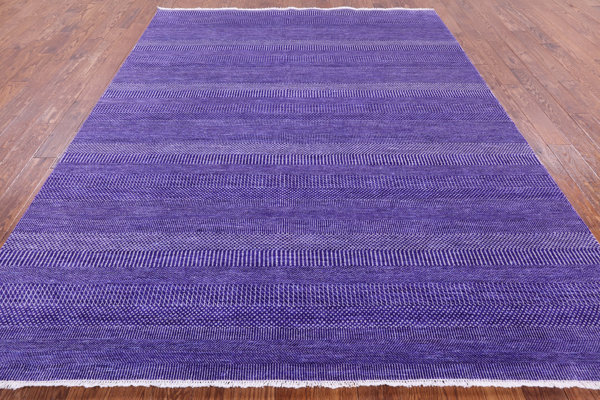 Purple Savannah Grass Hand Knotted Wool & Silk Rug - 8' 0" X 9' 11" - Golden Nile