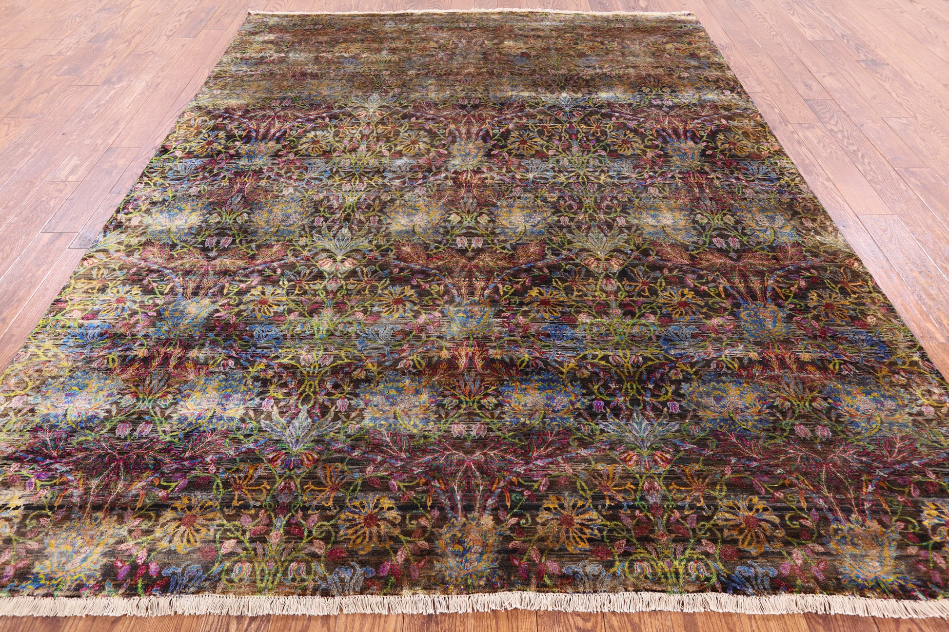 Persian 100 % Silk Handmade Area Rug - 7' 11" X 9' 11" - Golden Nile