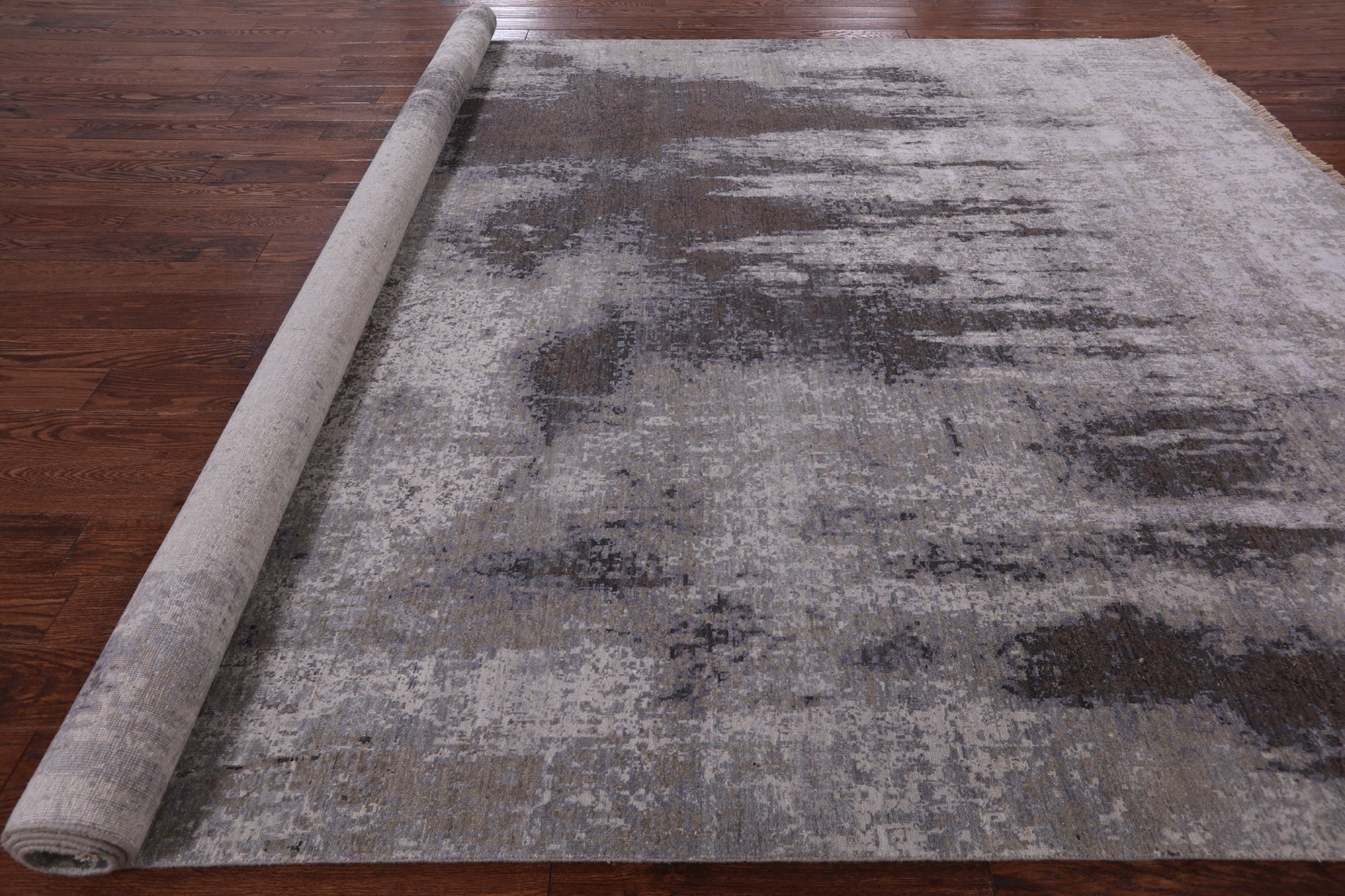 Contemporary Handmade Wool & Silk Area Rug - 9' 0" X 12' 2" - Golden Nile