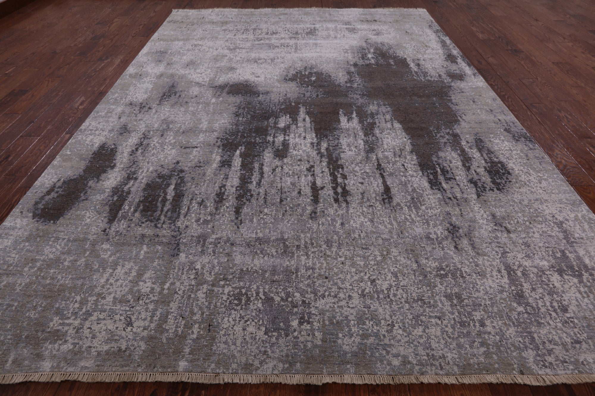 Contemporary Handmade Wool & Silk Area Rug - 9' 0" X 12' 2" - Golden Nile