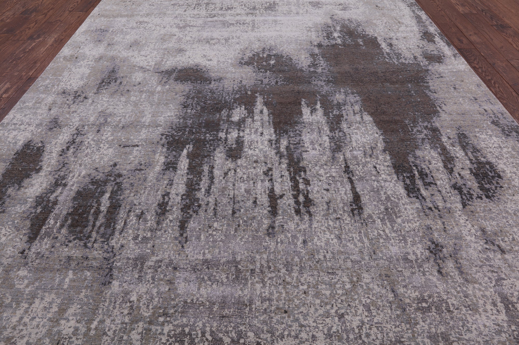 Contemporary Handmade Wool & Silk Area Rug - 9' 0" X 12' 2" - Golden Nile