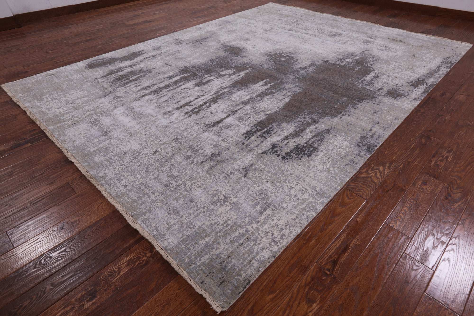 Contemporary Handmade Wool & Silk Area Rug - 9' 0" X 12' 2" - Golden Nile