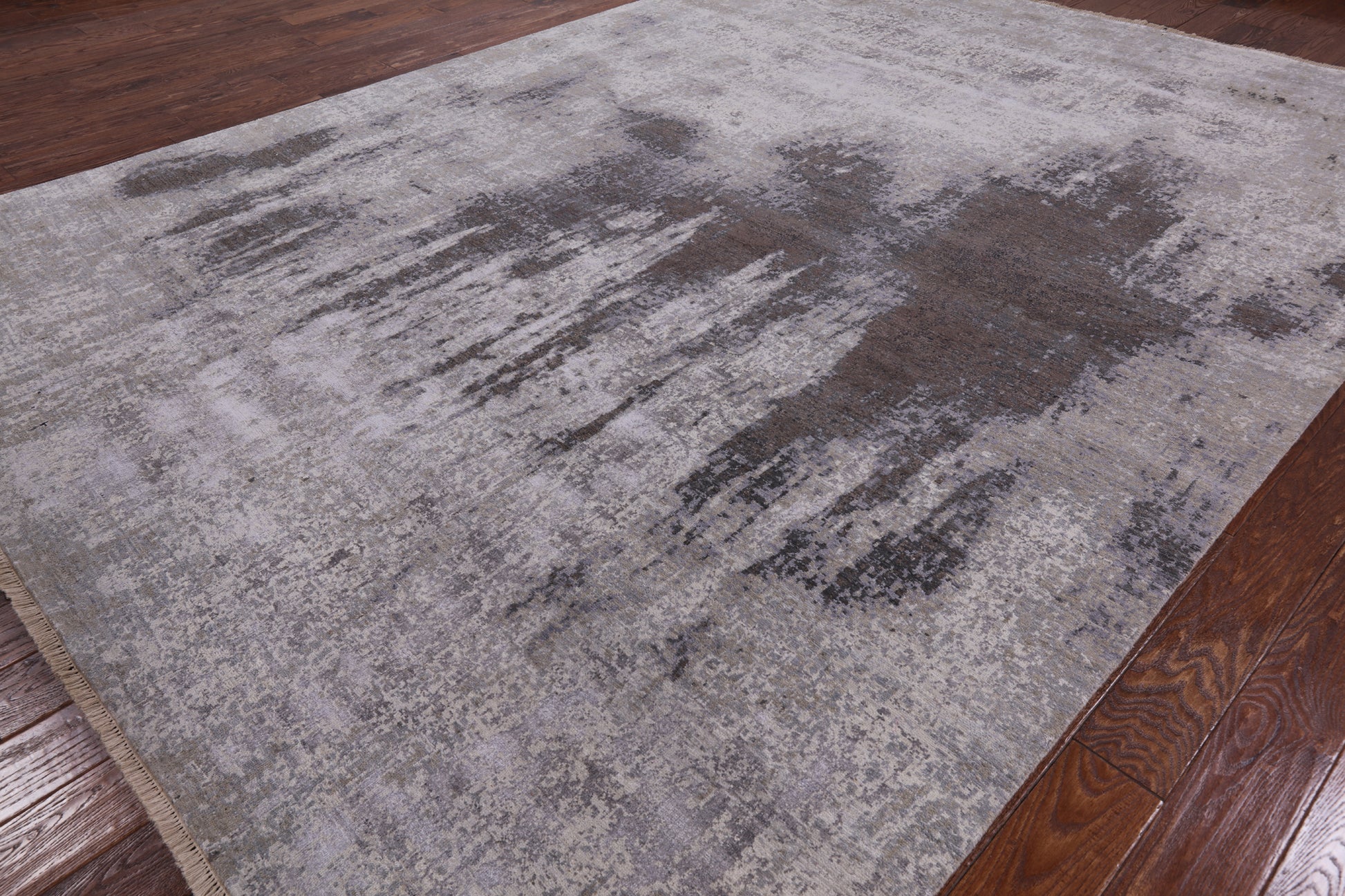 Contemporary Handmade Wool & Silk Area Rug - 9' 0" X 12' 2" - Golden Nile