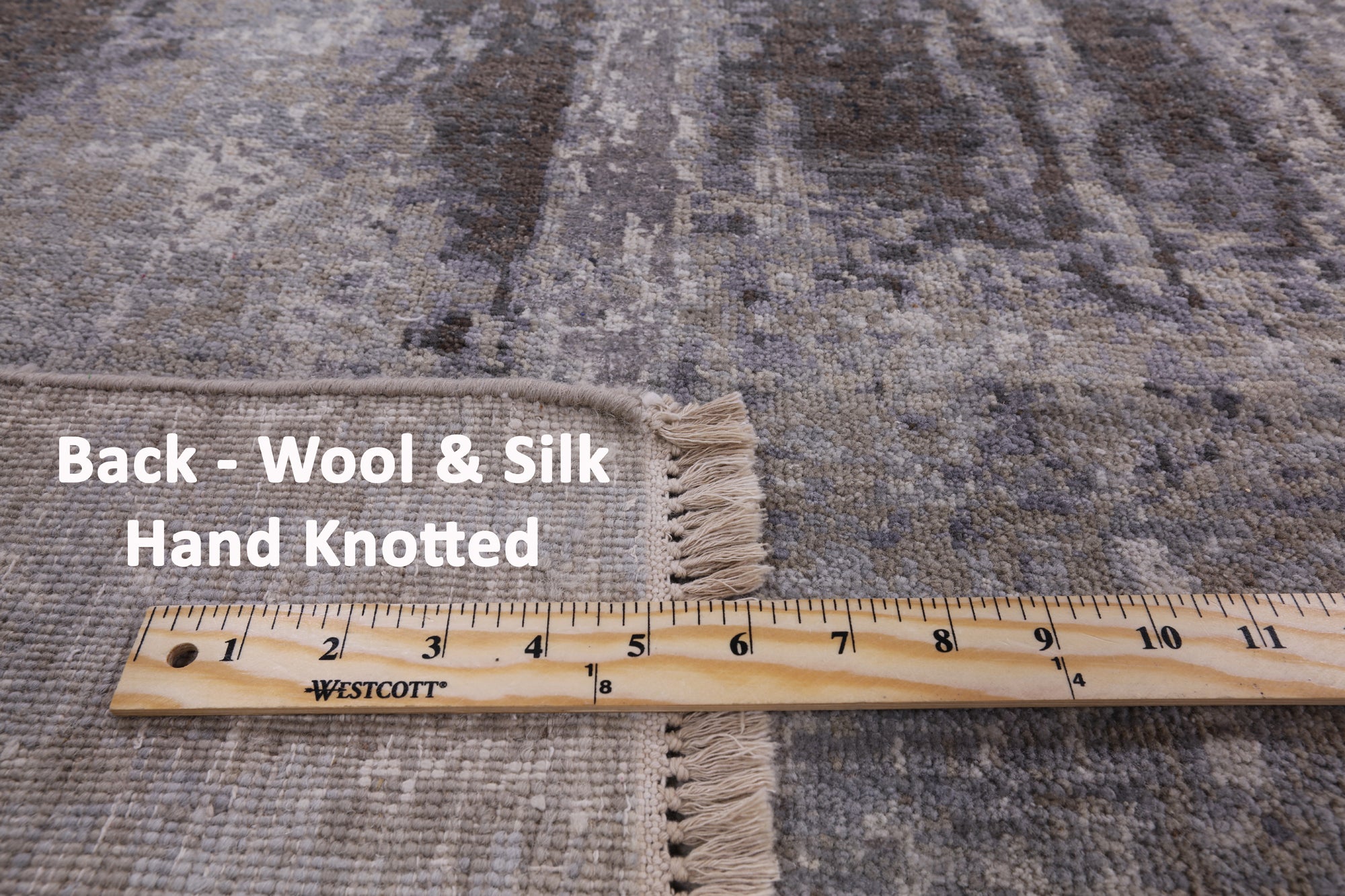 Contemporary Handmade Wool & Silk Area Rug - 9' 0" X 12' 2" - Golden Nile