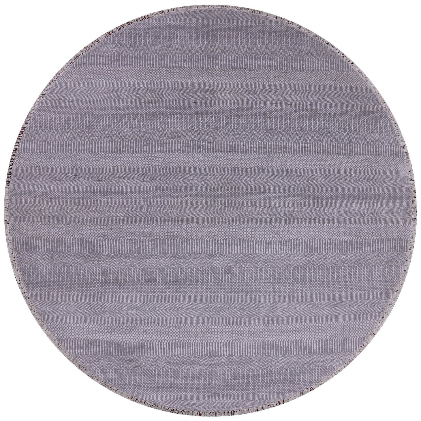 Grey Round Savannah Grass Hand Knotted Wool & Silk Rug - 7' 11" X 7' 11" - Golden Nile