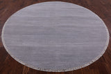 Grey Round Savannah Grass Hand Knotted Wool & Silk Rug - 7' 11" X 7' 11" - Golden Nile