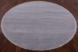 Grey Round Savannah Grass Hand Knotted Wool & Silk Rug - 7' 11" X 7' 11" - Golden Nile
