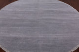 Grey Round Savannah Grass Hand Knotted Wool & Silk Rug - 7' 11" X 7' 11" - Golden Nile