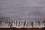 Grey Round Savannah Grass Hand Knotted Wool & Silk Rug - 7' 11" X 7' 11" - Golden Nile