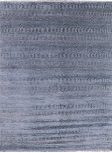 Grey Savannah Grass Hand Knotted Wool & Silk Rug - 8' 2" X 10' 10" - Golden Nile