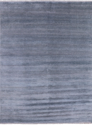 Grey Savannah Grass Hand Knotted Wool & Silk Rug - 8' 2