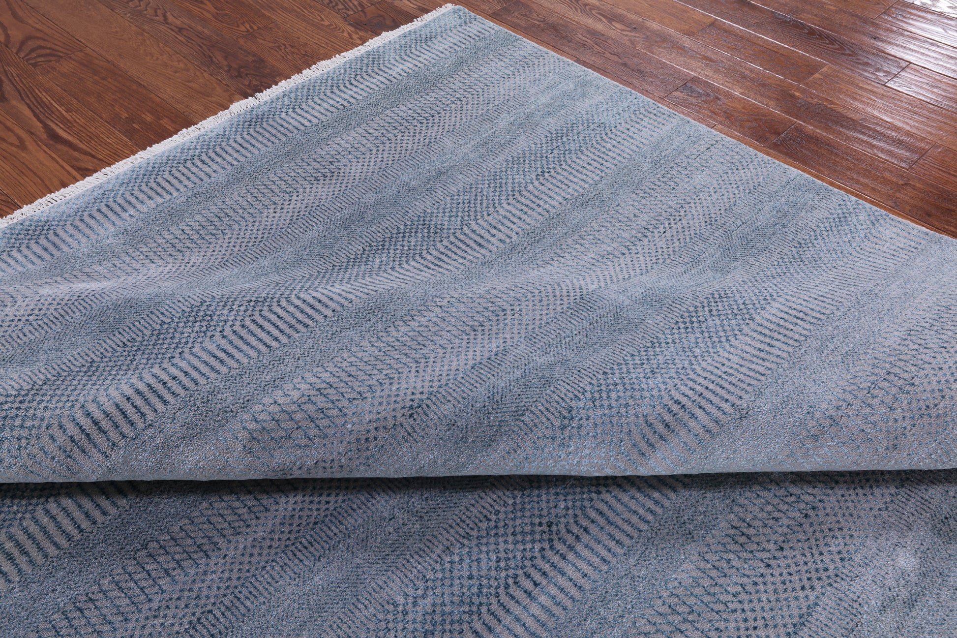 Grey Savannah Grass Hand Knotted Wool & Silk Rug - 8' 2" X 10' 10" - Golden Nile