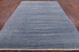 Grey Savannah Grass Hand Knotted Wool & Silk Rug - 8' 2" X 10' 10" - Golden Nile