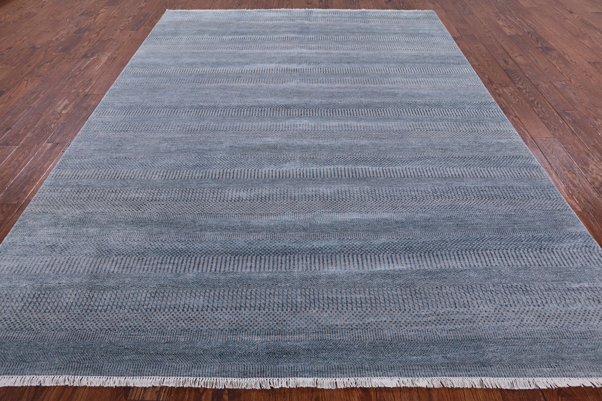 Grey Savannah Grass Hand Knotted Wool & Silk Rug - 8' 2" X 10' 10" - Golden Nile