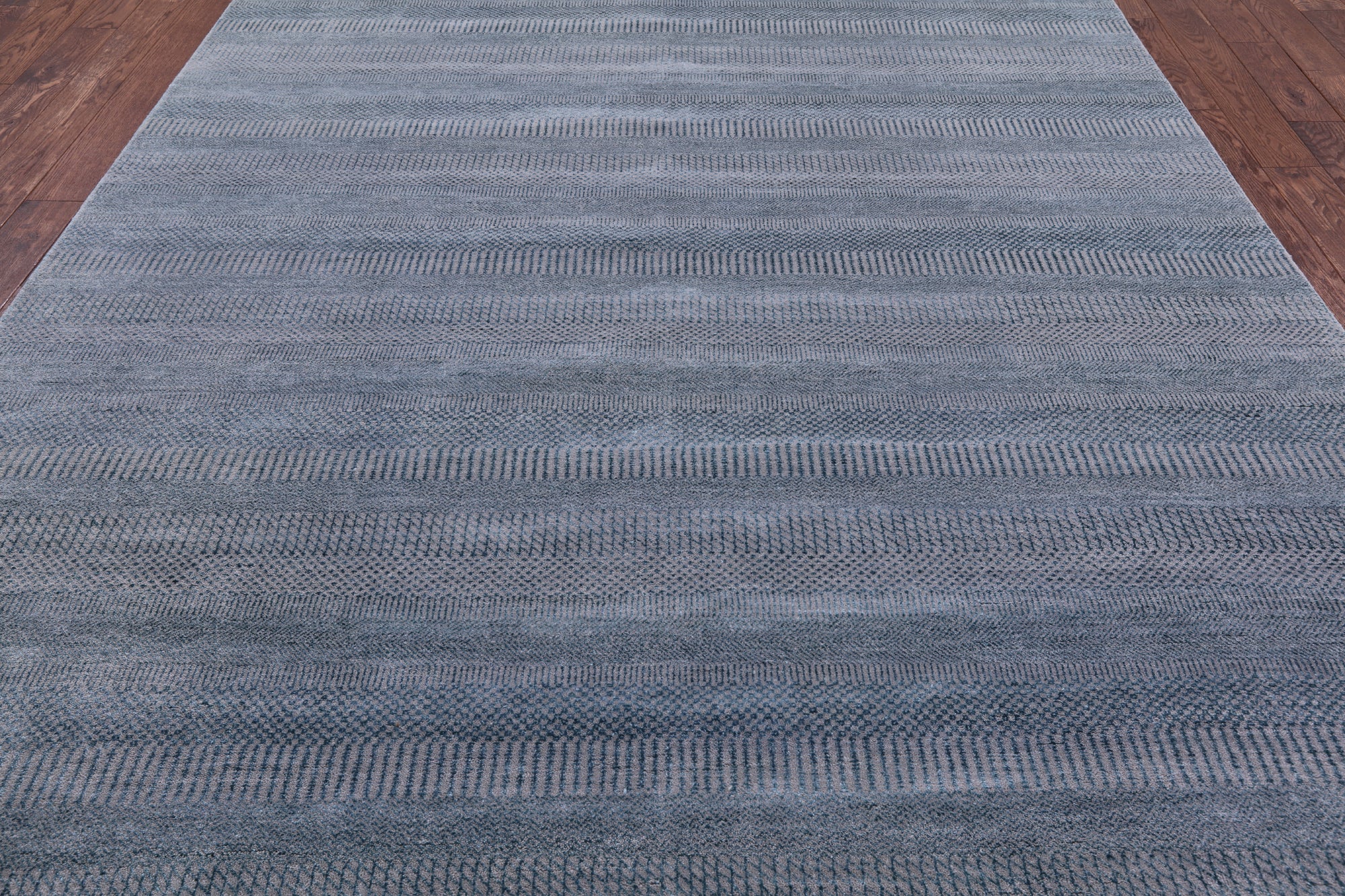 Grey Savannah Grass Hand Knotted Wool & Silk Rug - 8' 2" X 10' 10" - Golden Nile