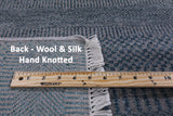 Grey Savannah Grass Hand Knotted Wool & Silk Rug - 8' 2" X 10' 10" - Golden Nile