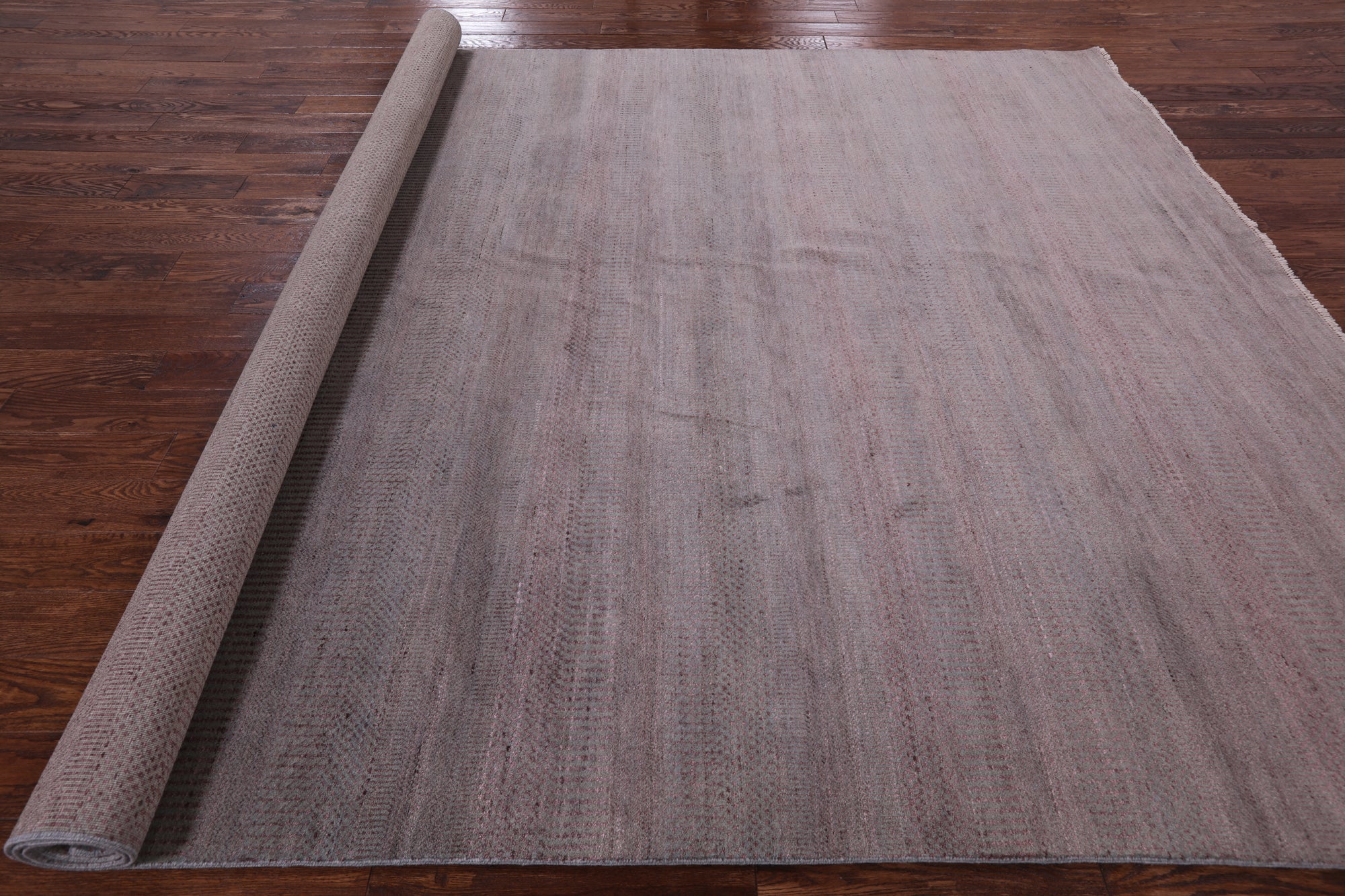Grey Savannah Grass Hand Knotted Wool & Silk Area Rug - 9' 0" X 12' 2" - Golden Nile