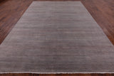 Grey Savannah Grass Hand Knotted Wool & Silk Area Rug - 9' 0" X 12' 2" - Golden Nile