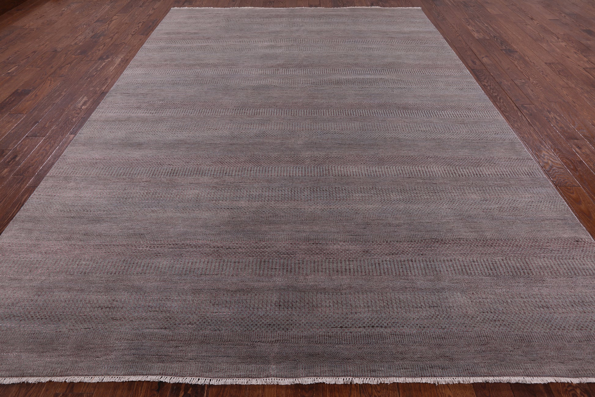 Grey Savannah Grass Hand Knotted Wool & Silk Area Rug - 9' 0" X 12' 2" - Golden Nile