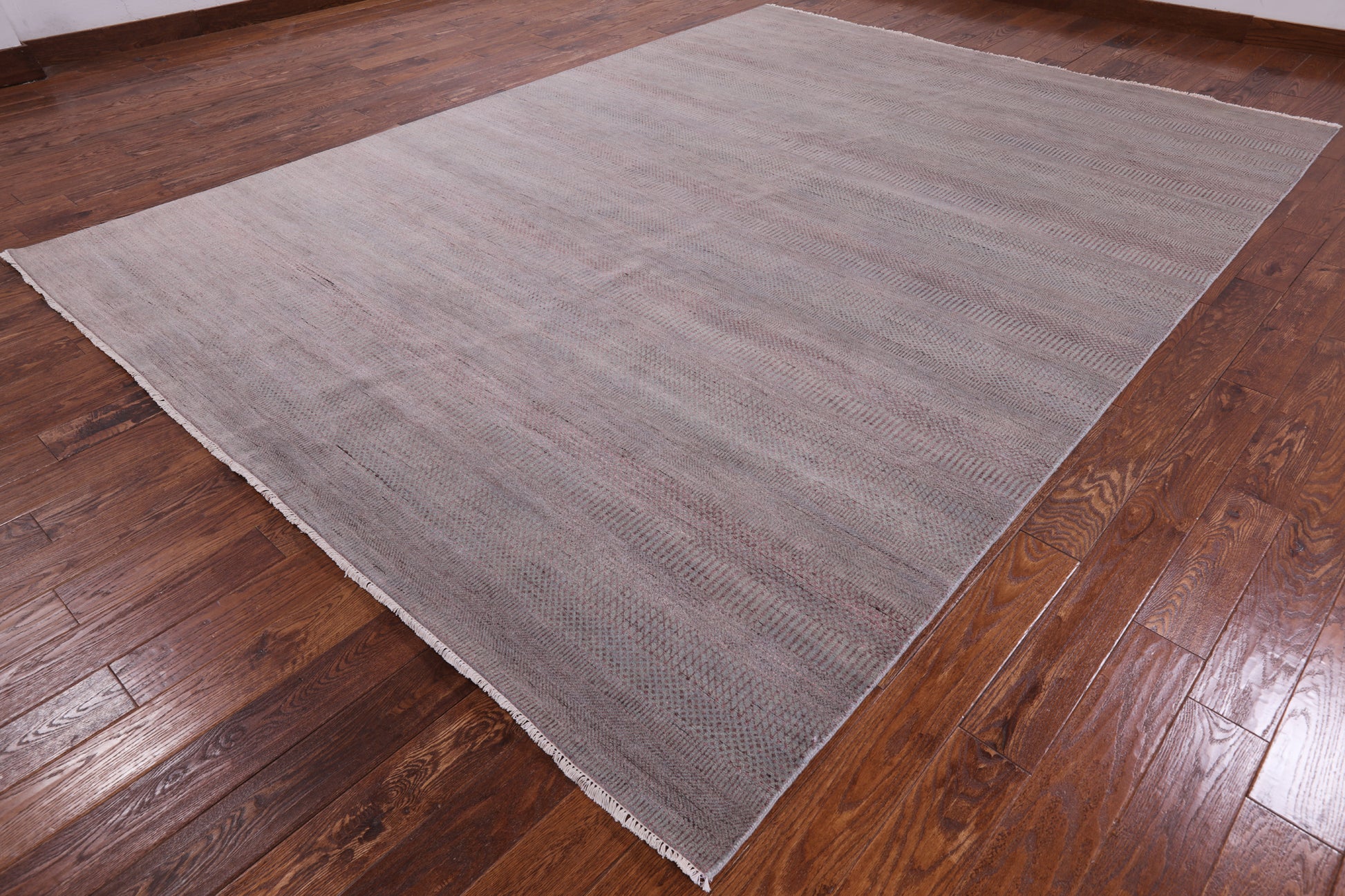 Grey Savannah Grass Hand Knotted Wool & Silk Area Rug - 9' 0" X 12' 2" - Golden Nile