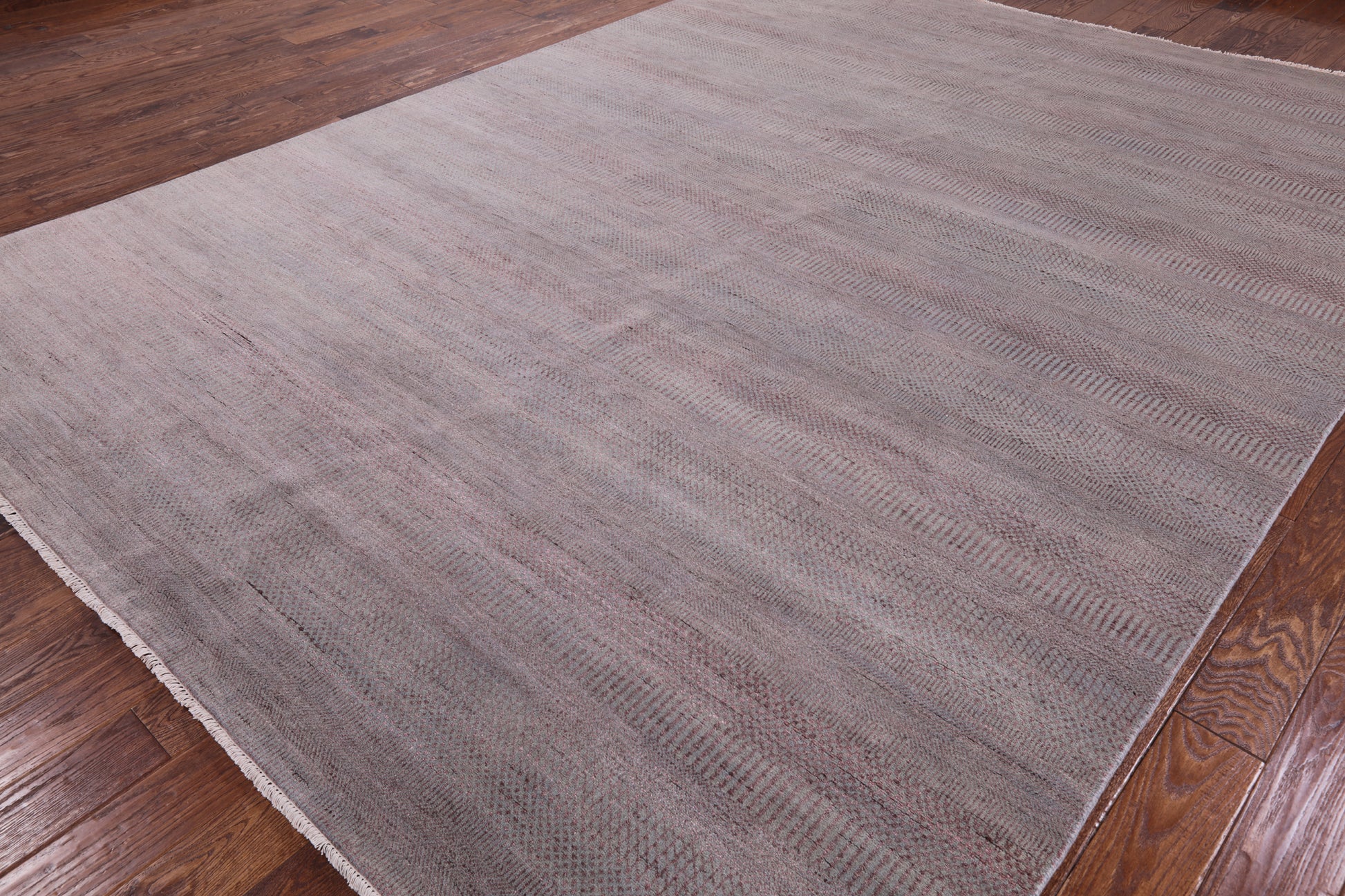 Grey Savannah Grass Hand Knotted Wool & Silk Area Rug - 9' 0" X 12' 2" - Golden Nile