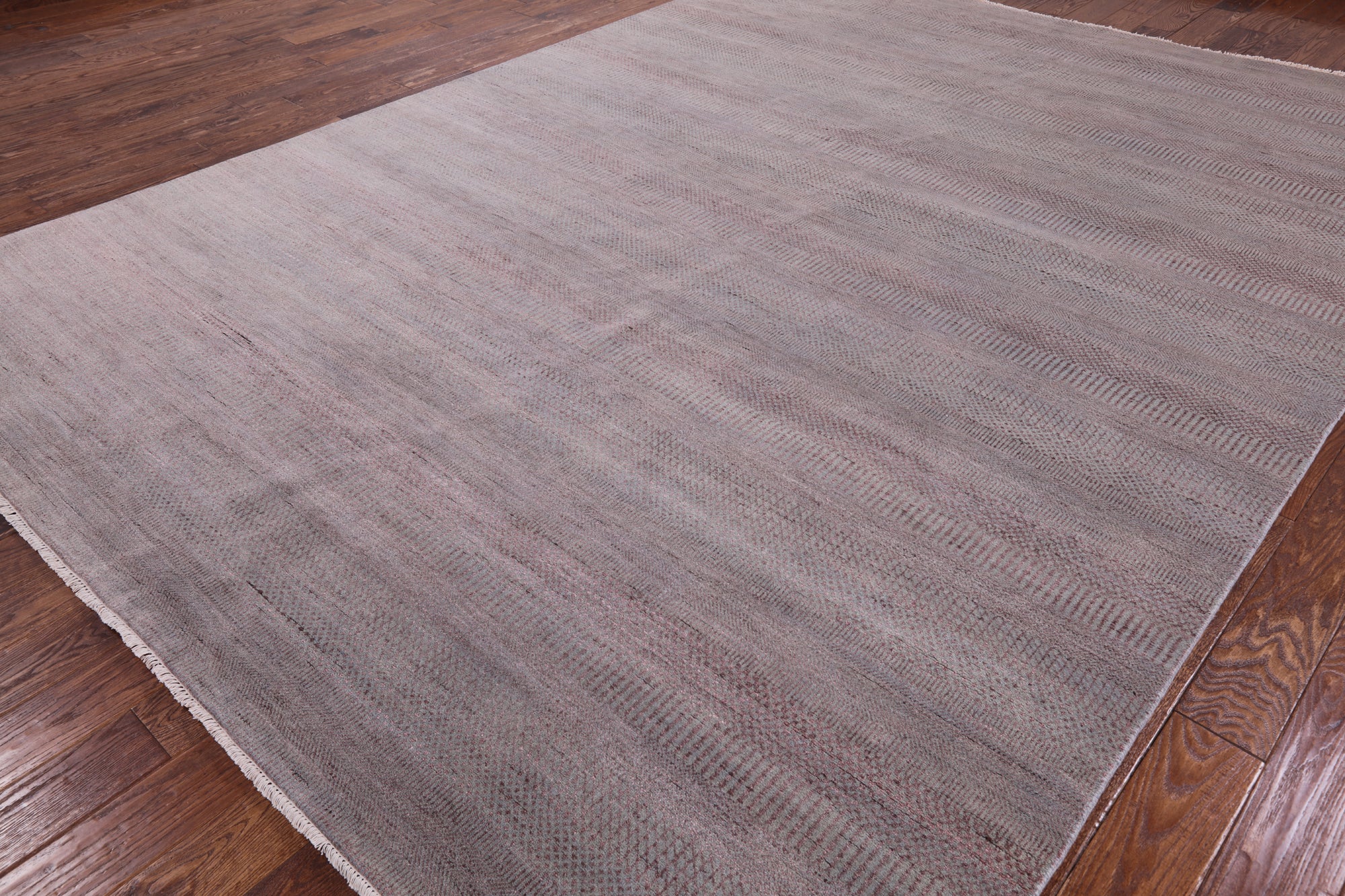 Grey Savannah Grass Hand Knotted Wool & Silk Area Rug - 9' 0" X 12' 2" - Golden Nile