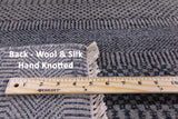 Grey Savannah Grass Hand Knotted Wool & Silk Area Rug - 8' 0" X 10' 4" - Golden Nile