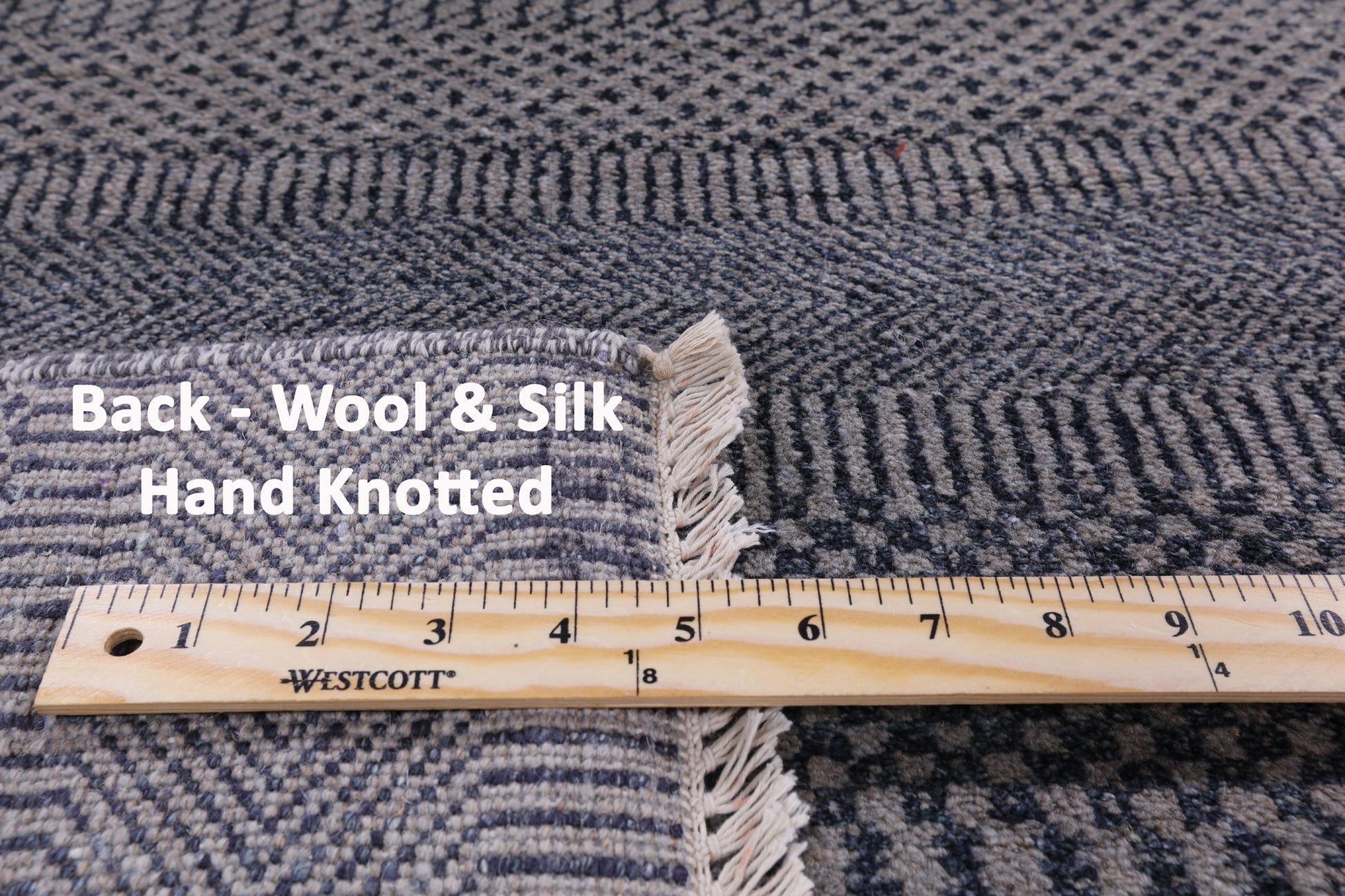 Grey Savannah Grass Hand Knotted Wool & Silk Area Rug - 8' 0" X 10' 4" - Golden Nile