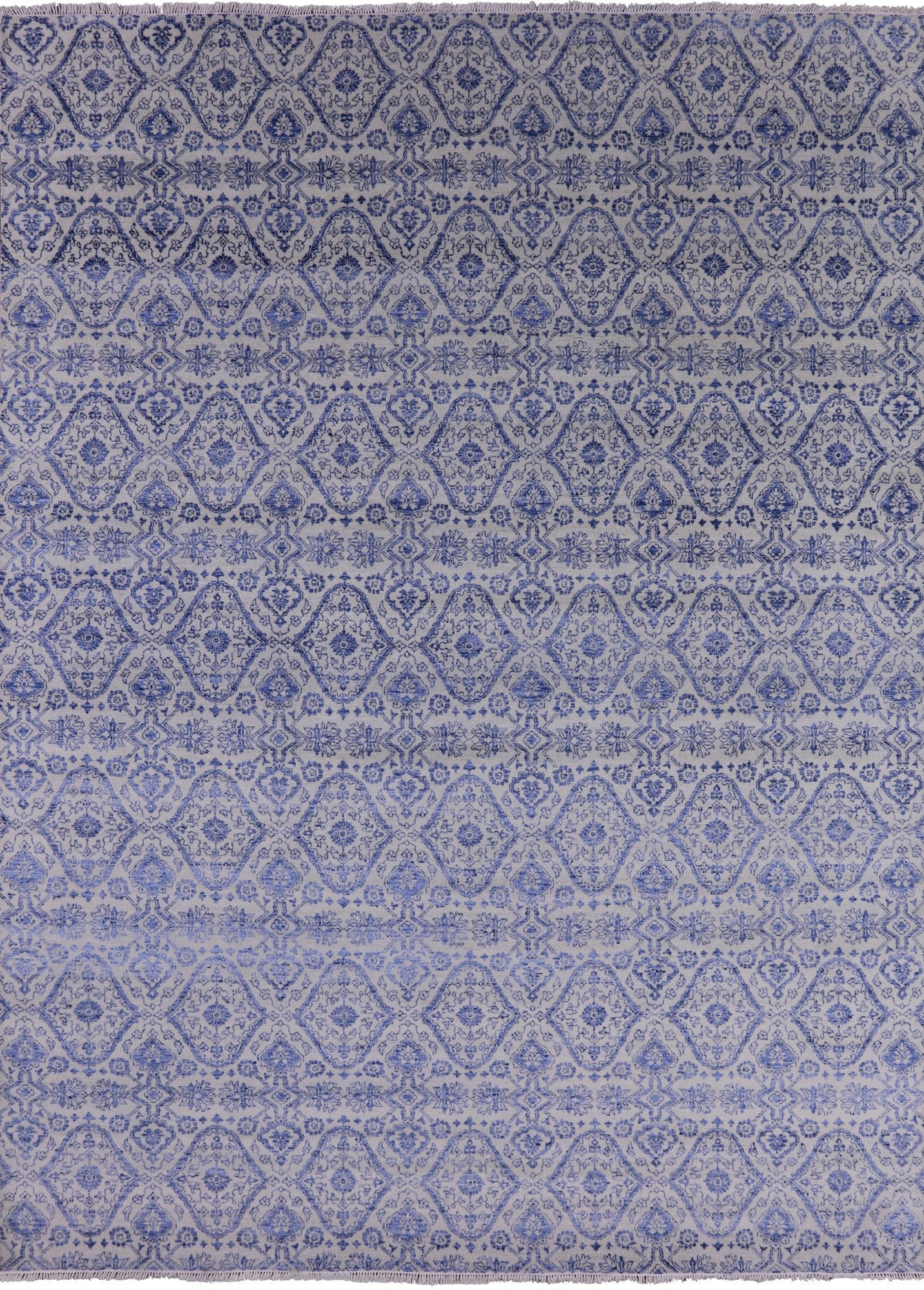 Grey Modern Hand Knotted Wool & Silk Area Rug - 9' 1" X 12' 1" - Golden Nile