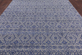 Grey Modern Hand Knotted Wool & Silk Area Rug - 9' 1" X 12' 1" - Golden Nile