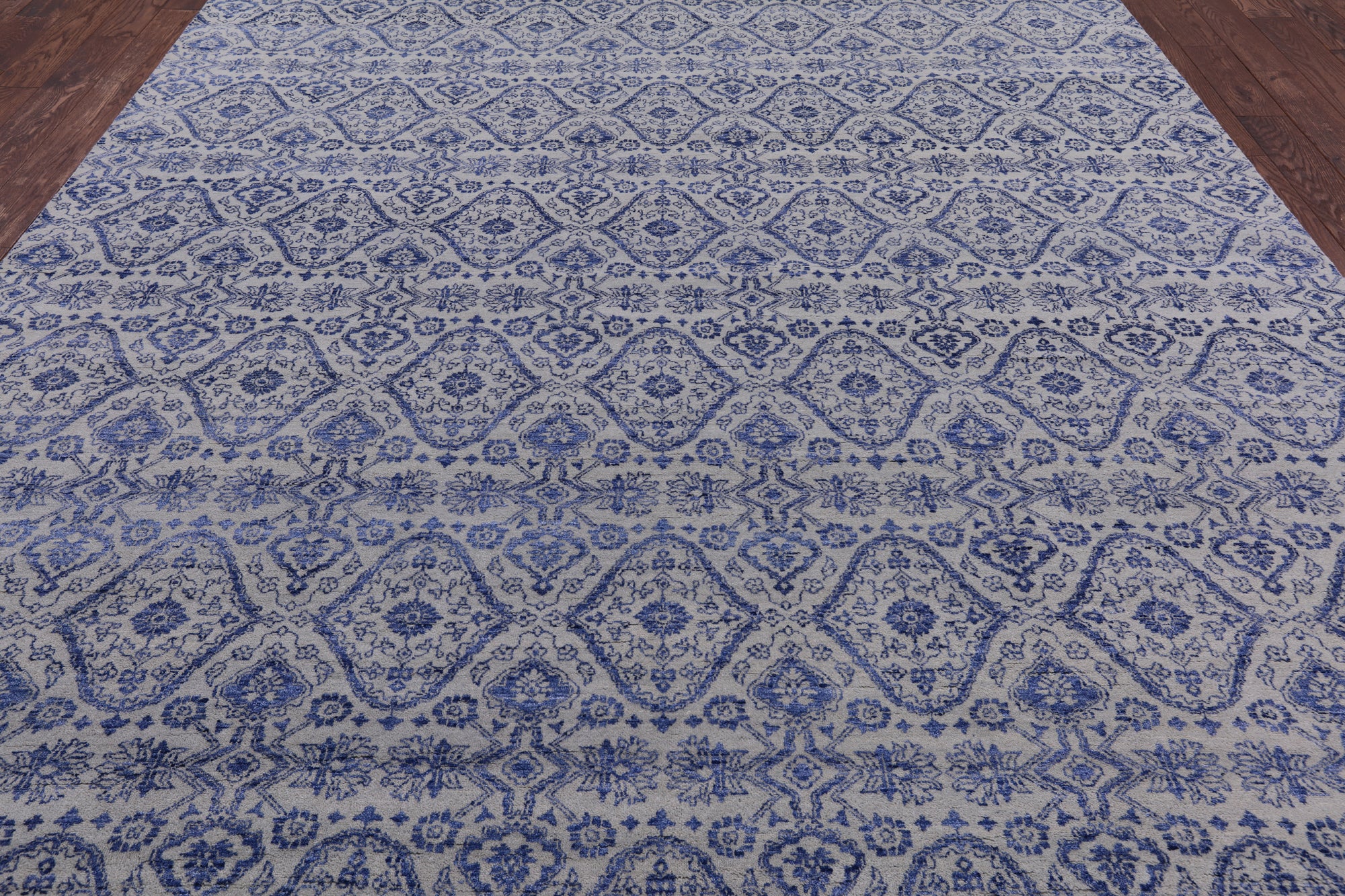 Grey Modern Hand Knotted Wool & Silk Area Rug - 9' 1" X 12' 1" - Golden Nile
