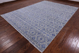 Grey Modern Hand Knotted Wool & Silk Area Rug - 9' 1" X 12' 1" - Golden Nile