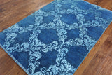 4 x 6 Modern Full Pile Overdyed Wool & Silk Area Rug - Golden Nile