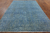 Modern Overdyed Full Pile Wool & Silk Area Rug 8 x 10 - Golden Nile