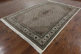 Ivory 7 X 10 Wool & Silk Tabriz Rug - Golden Nile