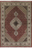 Tabriz Red & White Wool & Silk 6 X 8 Rug - Golden Nile