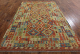 Oriental Kilim Reversible Wool on Wool Rug 7 x 10 - Golden Nile