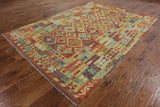 Oriental Kilim Reversible Wool on Wool Rug 7 x 10 - Golden Nile