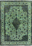 9 X 13 Vintage Green Overdyed Rug - Golden Nile